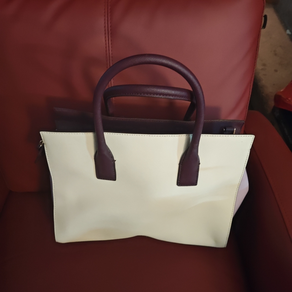 Kate Spade Cream and Purple Satchel with Structured Design - Picture 2 of 5